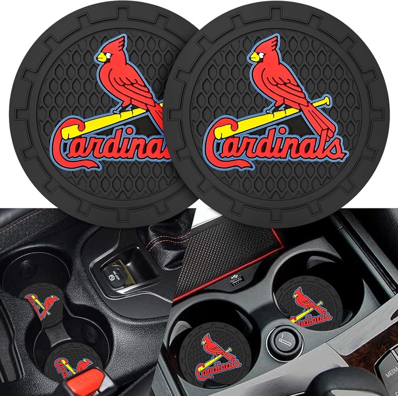 Kaleduo 2PCS Car Cup Holder Coaster,Auto Cup Holder Insert Coaster for St. Louis Cardinals Baseball Fans, Non-Slip Car Drink Holder Mat, Interior Accessories, St. Louis Cardinals - Image 1